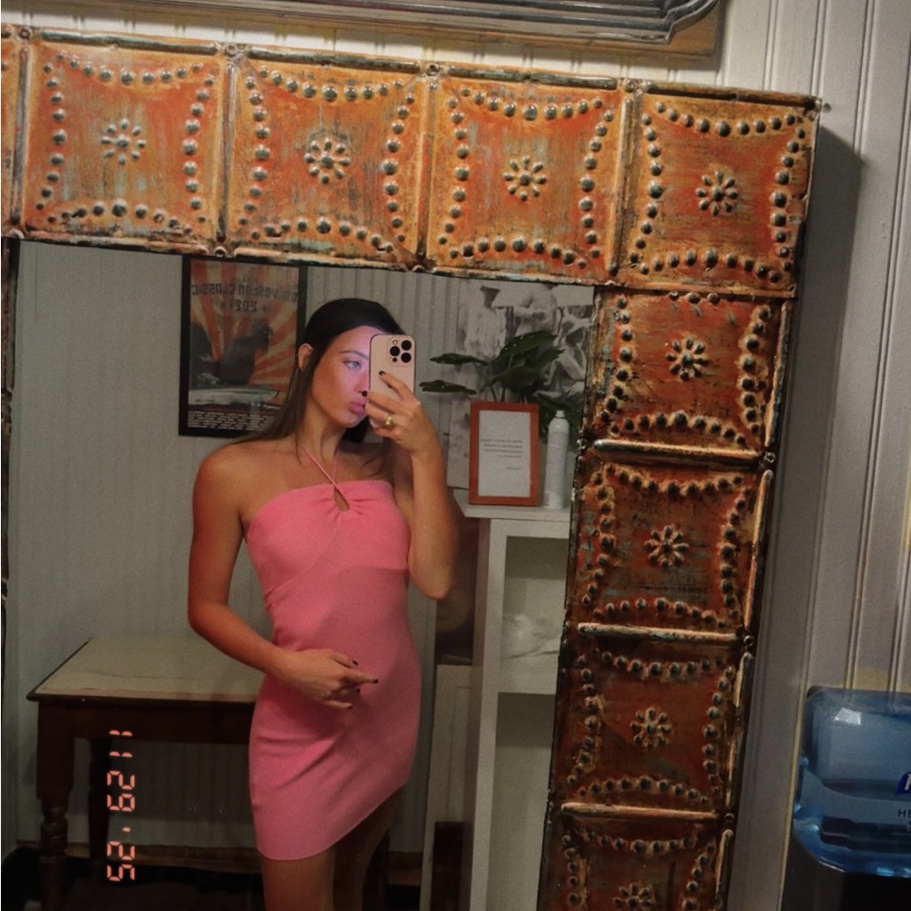 Pink knit dress